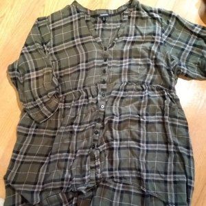 Torrid Soft Green Plaid Top-Size 3X